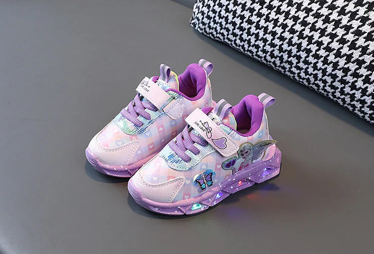 Elsa Princess Frozen Movie Baby Girls LED Lighting Sneakers