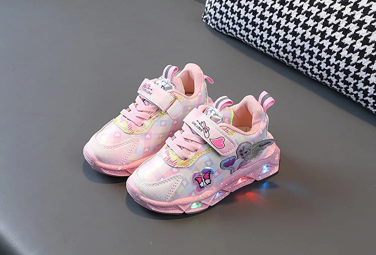 Elsa Princess Frozen Movie Baby Girls LED Lighting Sneakers
