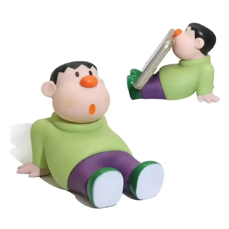 Crayon Shin-Chan Figures Phone Holder Kawaii Anime Desktop Ornaments Cartoon Watching TV Phone Support Cute Doll Decorations