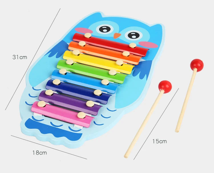 Montessori Wooden 8 Tones Multicolor Xylophone Wood Musical Instrument Toys For Baby Kids Puzzles Early Learning Games