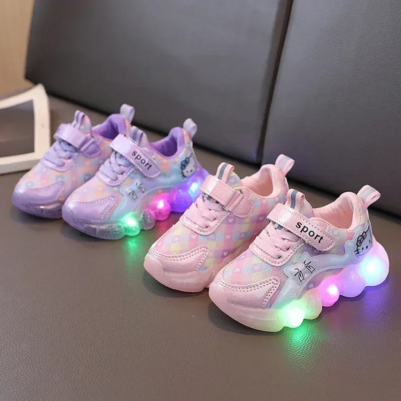 Hello Kitty Baby Girl Led Light Sneakers Kids Shoes