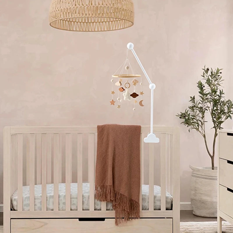 Baby Crib Mobile Rattle Toy For 0-12 Months Cartoon Felt Forest Animal Bed Bell Hanging Wooden Bracket Mobile Newbaby Rattle Toy
