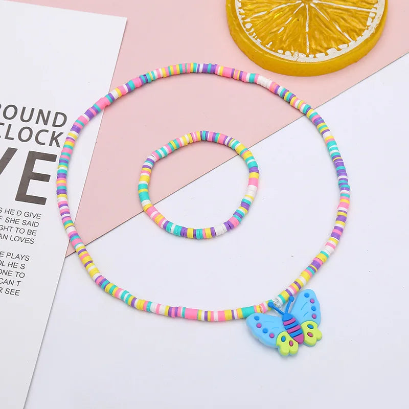 2pcs/Set Clay Beads Necklace Bracelet