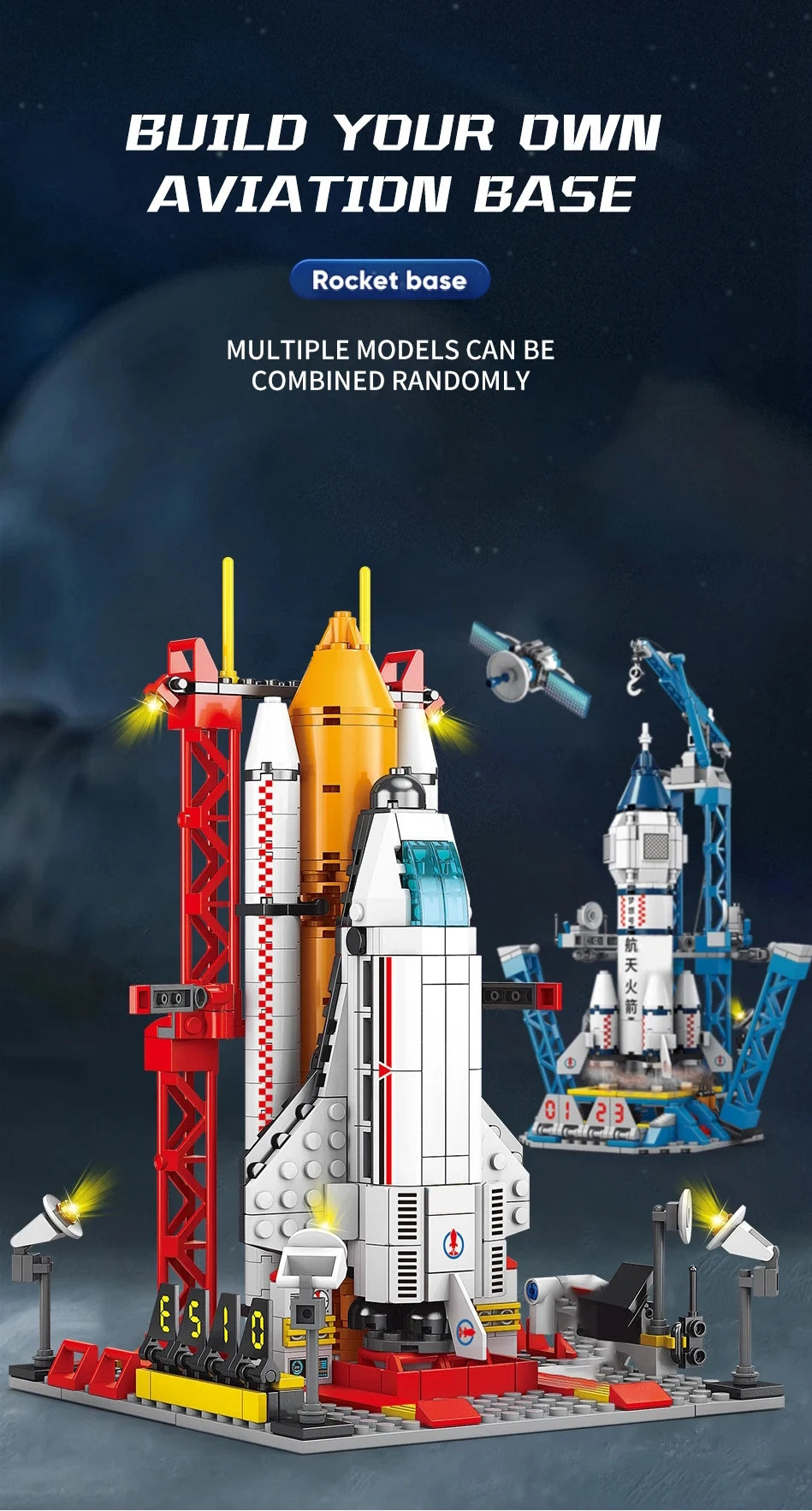 Space Rocket Launching Model Building Blocks City Aerospace Space Station Shuttle Ship Astronaut Bricks Toys Children