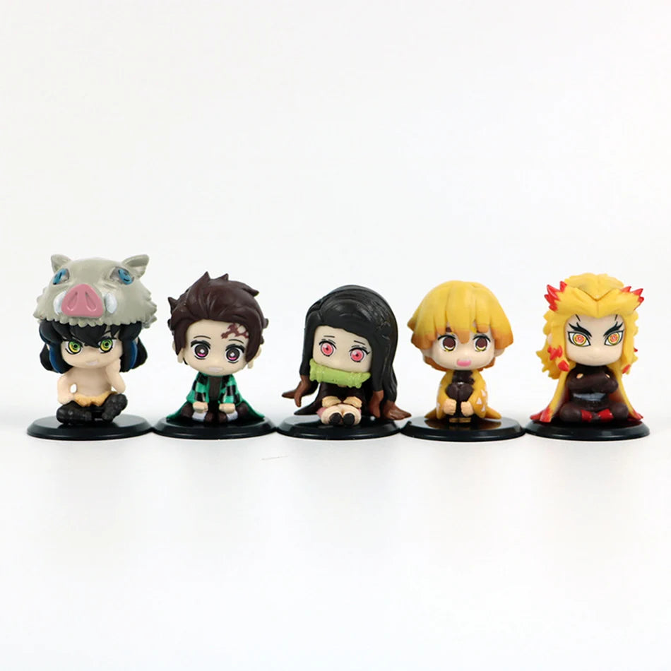 Demon Slayer Sitting Ghost Doll 5 Style/Set Q Version Tanjiro Nidouzi Inosuke Zenizu Figure Action Figure Movie Model Toys Doll