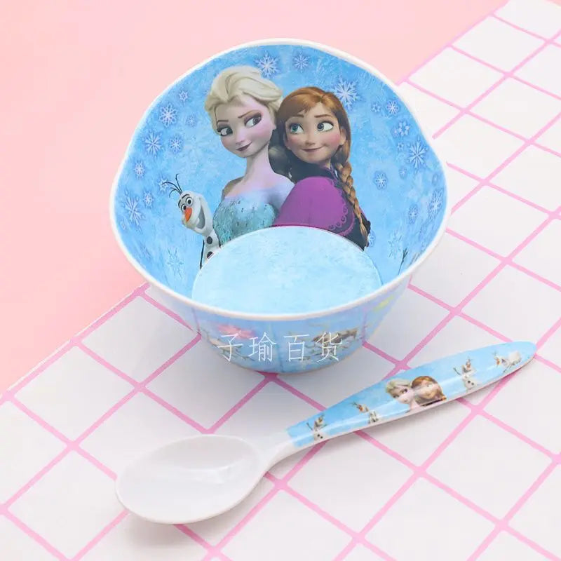 FROZEN MOVIE Elsa Anna Olaf cartoon children's bowl and spoon set personalized creative animation movie anti-fall tableware wholesale
