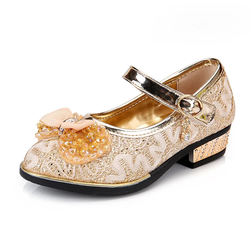 Bowknot princes Girls Leather Shoes for party weddings