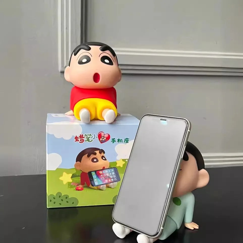 Crayon Shin-Chan Phone Holder Kawaii Anime Desktop Ornaments Cartoon Watching TV Phone Support Cute Doll Decorations toy Gifts