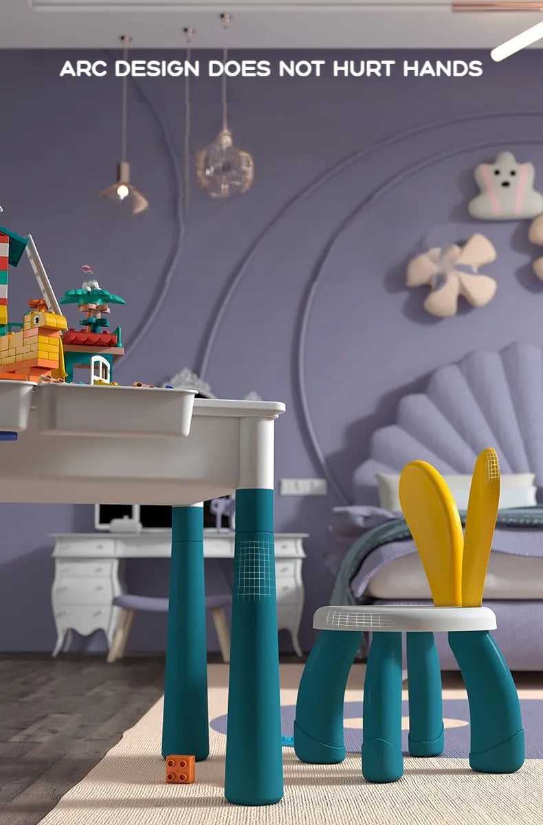 ToylinX Children's Building Blocks Table Desk and Chairs Set Kids Activity Table, Building Blocks Table Toy Gift for Toddlers