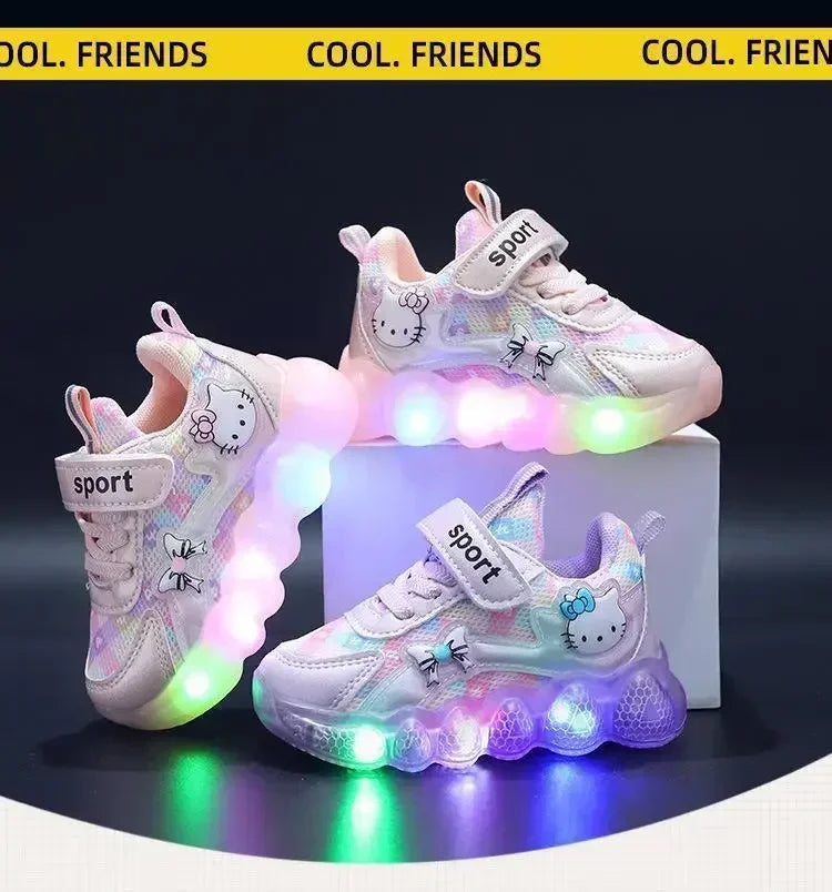 Hello Kitty Baby Girl Led Light Sneakers Kids Shoes