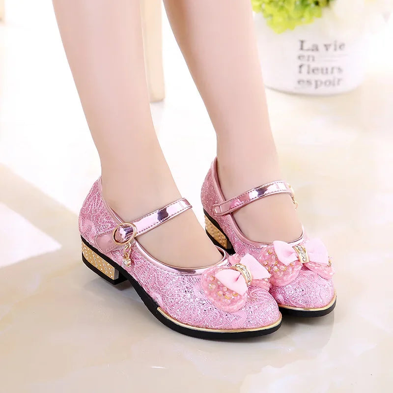 Bowknot princes Girls Leather Shoes for party weddings