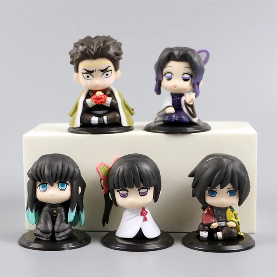 Demon Slayer 15 PCS/Set Q Version Sitting Ghost Doll Tanjiro Nidouzi Inosuke Zenizu Figure Action Figure Movie Model Toys Doll