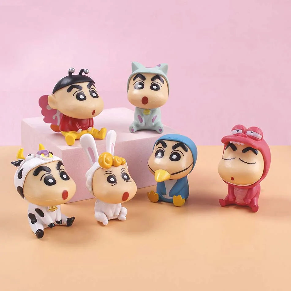 Crayon Shin Chan Action Figure 6Pcs/Set Cartoon Japanese Kawaii Figurines Collectibles Movie Peripheral Toy Gifts for Children