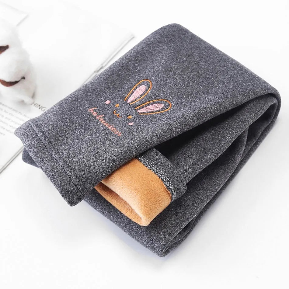 Girl's Thermal Leggings with rabbits print