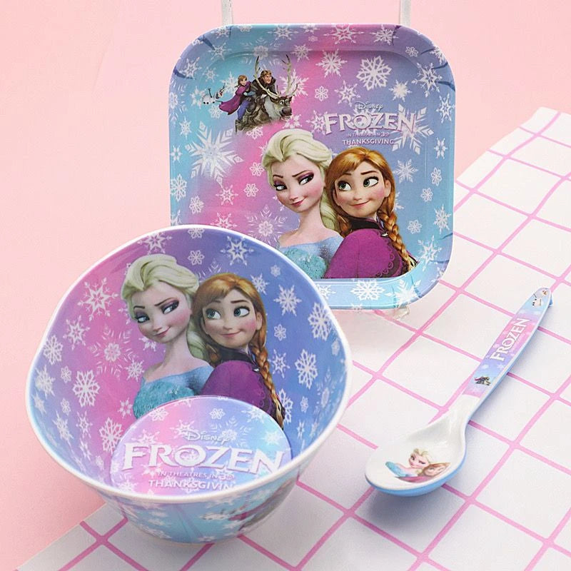 FROZEN MOVIE Elsa Anna Olaf cartoon children's bowl and spoon set personalized creative animation movie anti-fall tableware wholesale