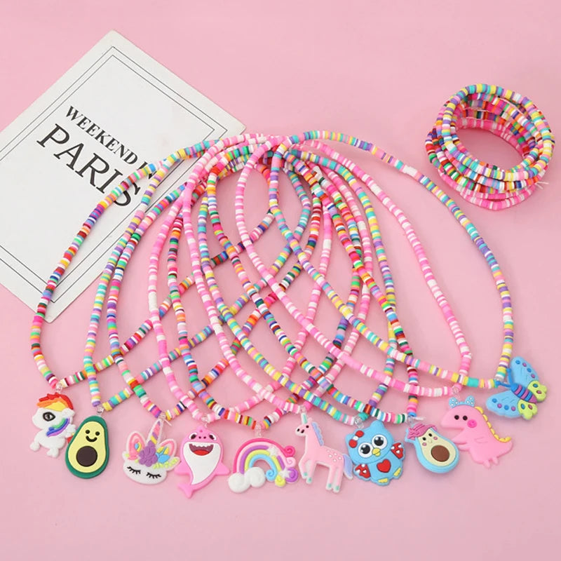 2pcs/Set Clay Beads Necklace Bracelet