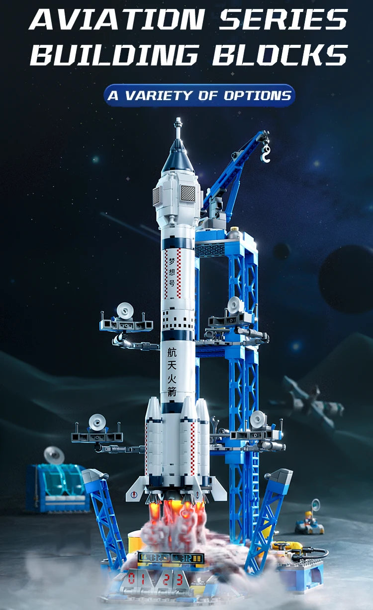 Space Rocket Launching Model Building Blocks City Aerospace Space Station Shuttle Ship Astronaut Bricks Toys Children