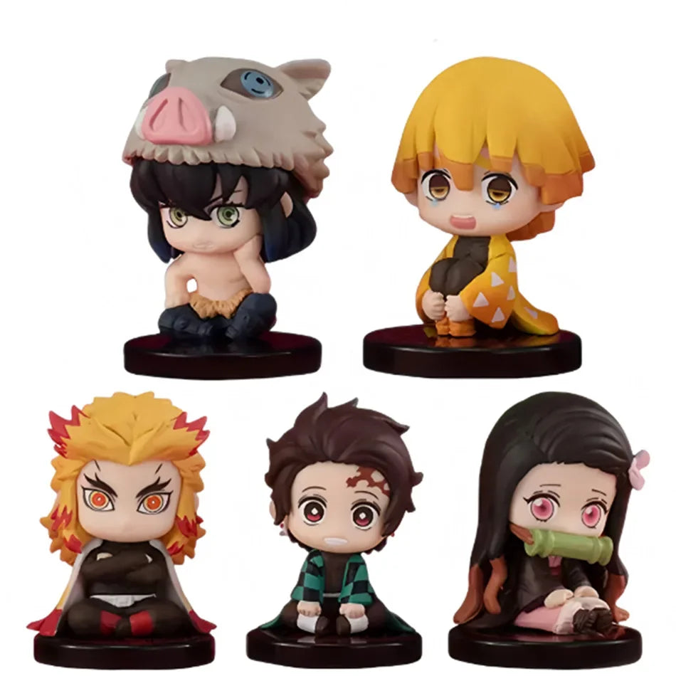 Demon Slayer Sitting Ghost Doll 10Pcs/Style Q Version Tanjiro Nidouzi Inosuke Zenizu Figure Action Figure Movie Model Toy Gift