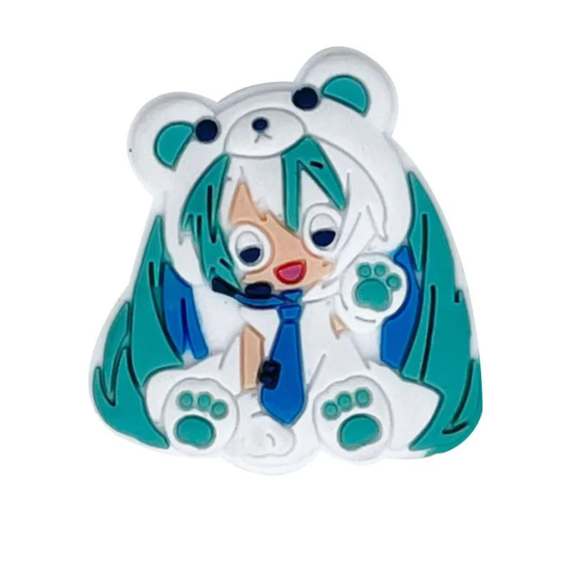 Hatsune Miku Shoe Buckle Kawaii Summer Hole Shoes Sandals Sneaker Decorations Accessories DIY Shoes Flower Decorations Gift