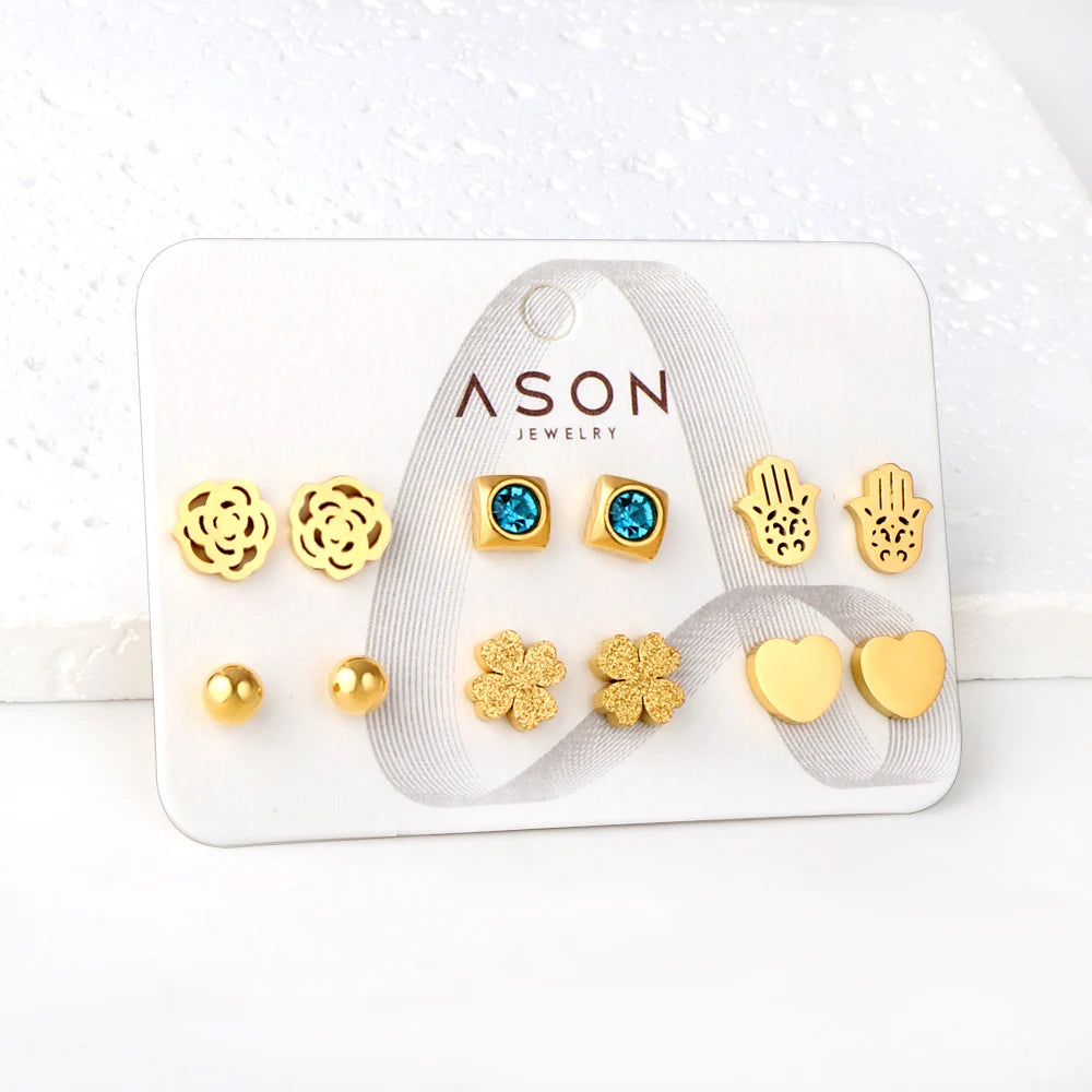 6 Pairs Of Fashion Earrings Set For Girls