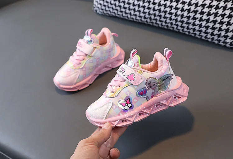 Elsa Princess Frozen Movie Baby Girls LED Lighting Sneakers