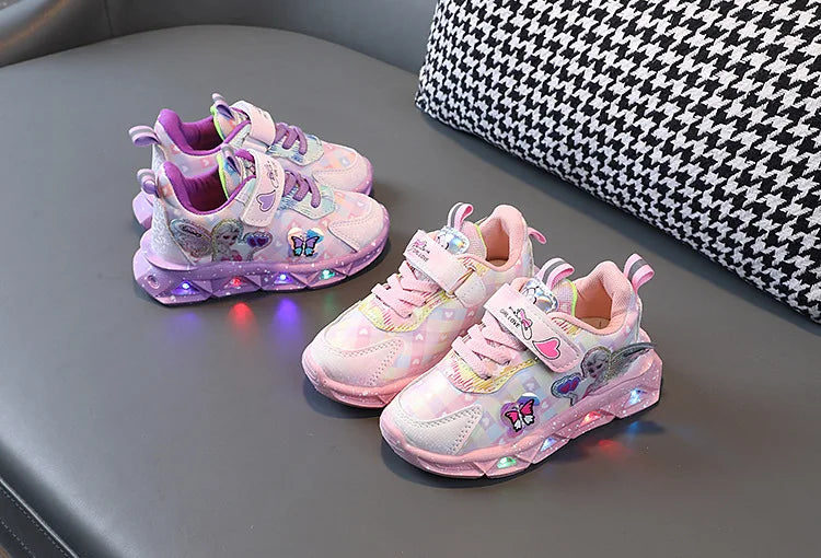 Elsa Princess Frozen Movie Baby Girls LED Lighting Sneakers