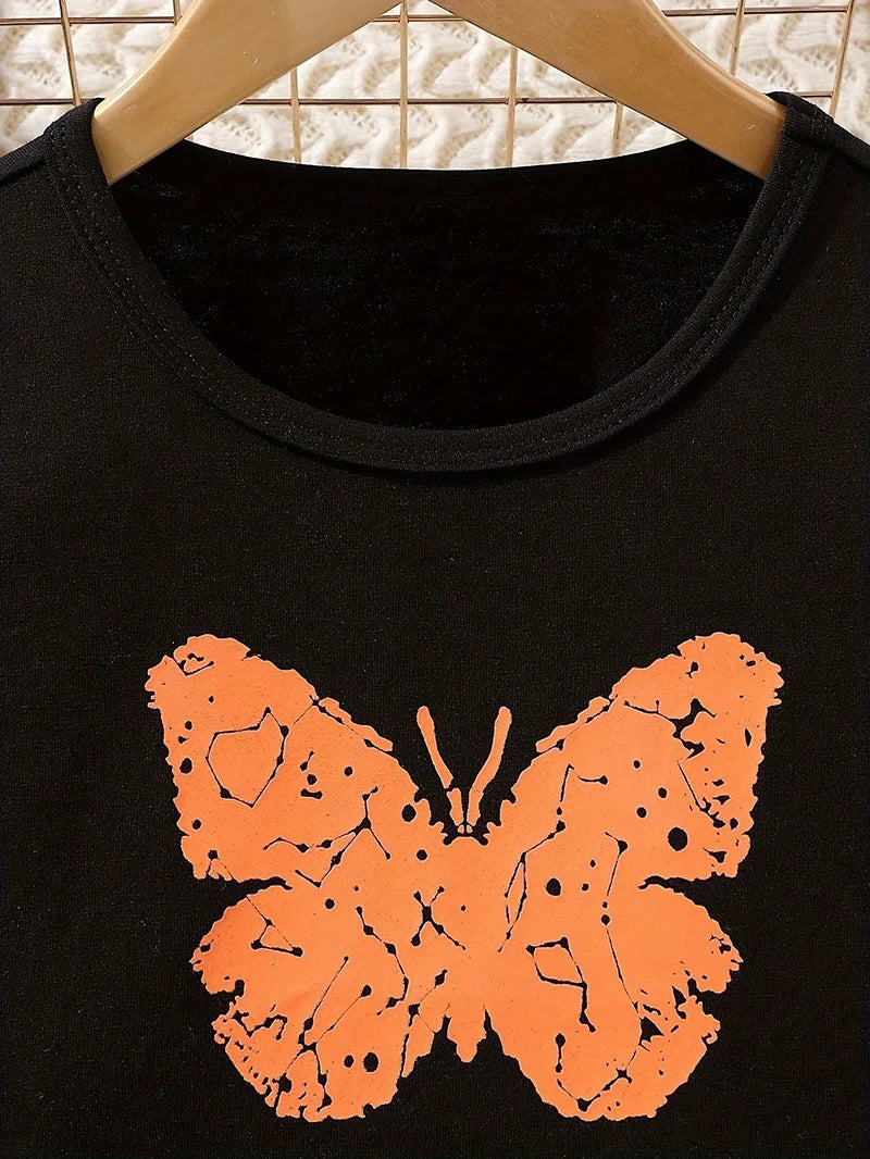 Girl's Butterfly Tops+Skirt