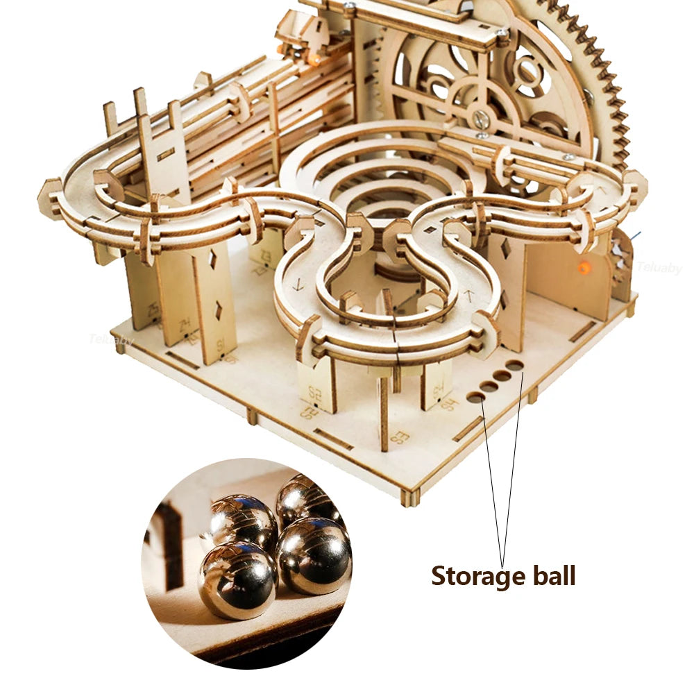 Marble Run 3D Wooden Puzzle DIY Mechanical Model Building Kits
