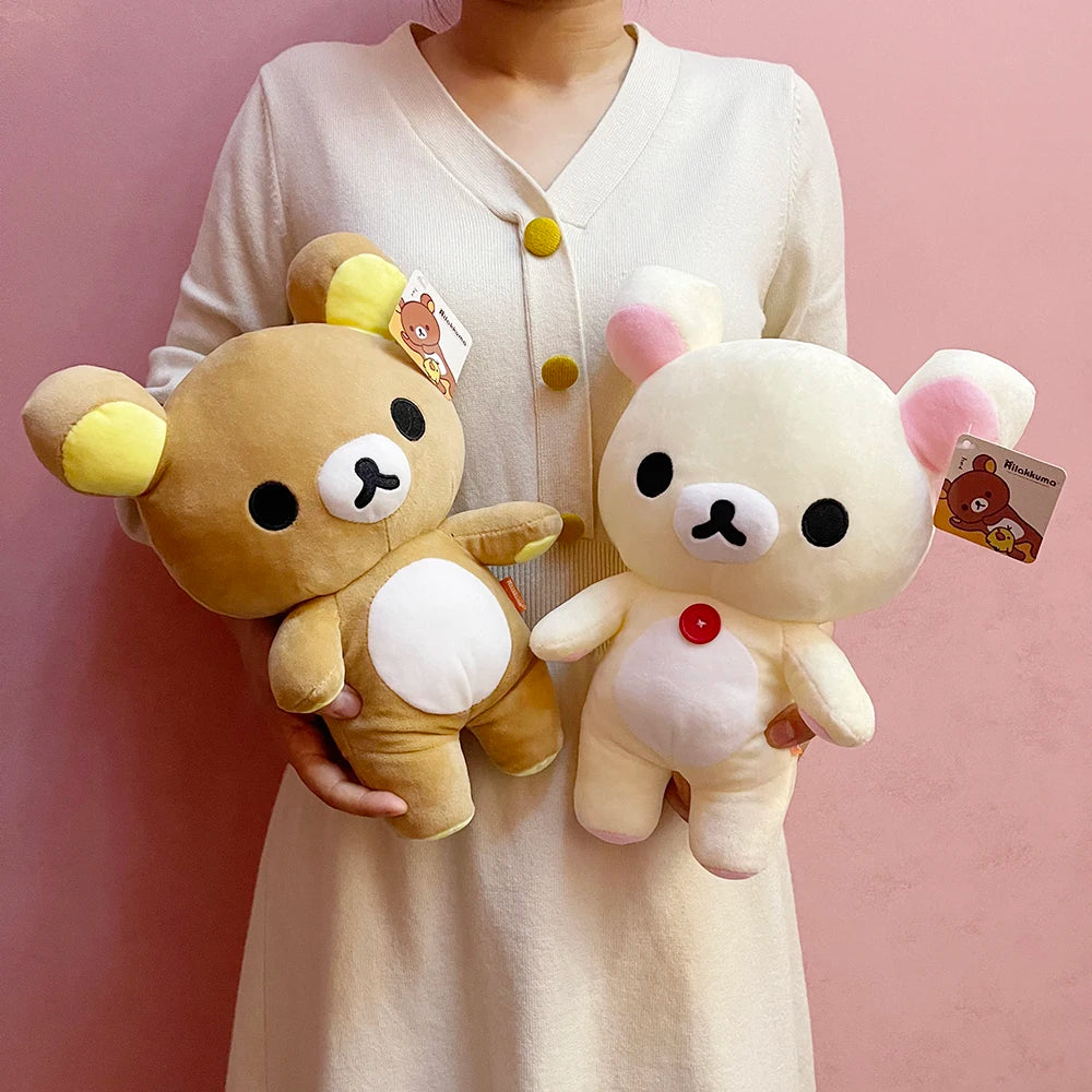 Strawberry Rilakkuma Plush Toy Cute Soft Teddy Bear Stuffed Doll Cartoon White Brown Couple Friends Birthday Gift for Kids
