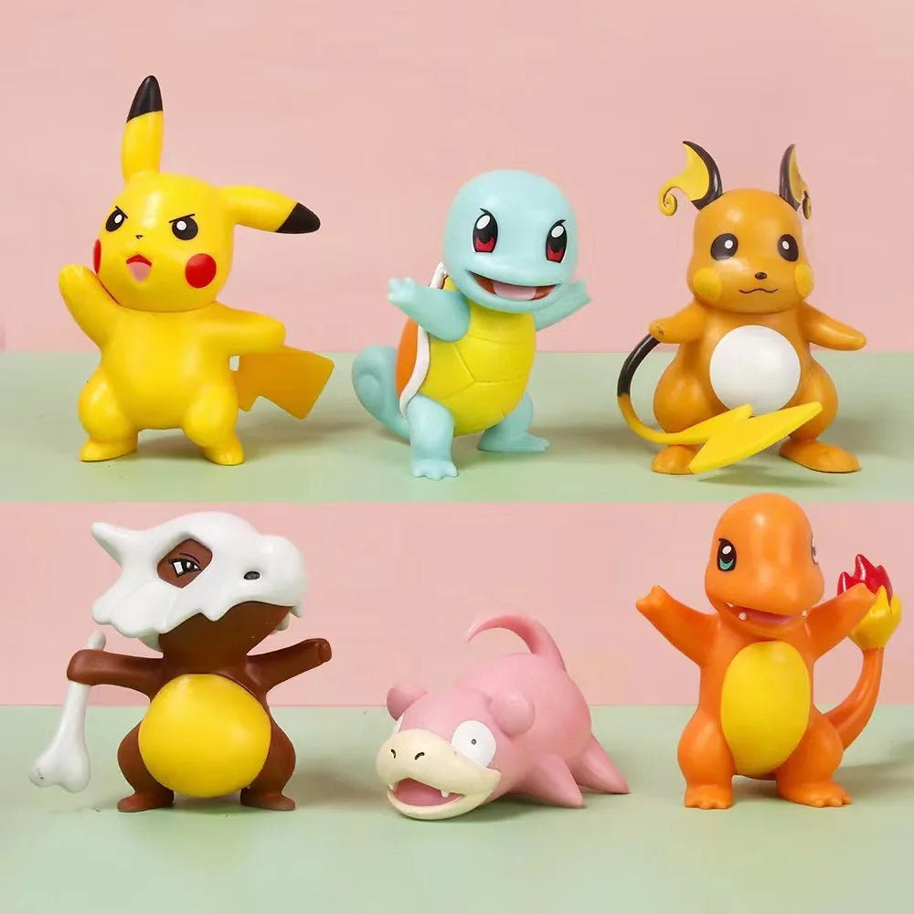 Cute Pokemon Anime Figures Pikachu Toys Model Charmander Psyduck Squirtle Jigglypuff Bulbasaur Kawaii Collect Dolls Kids Gift