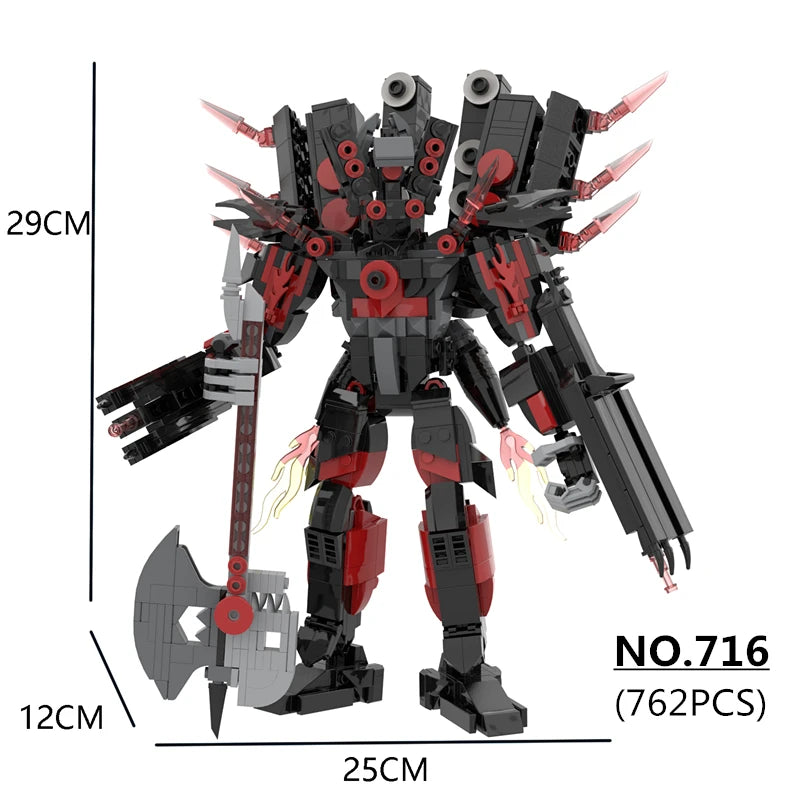 Skibidi Toilet Building Blocks Set Gold Clock Man With Sword Guitor Speaker Man Titan Computer Man Toys For Boys Xmas Gifts