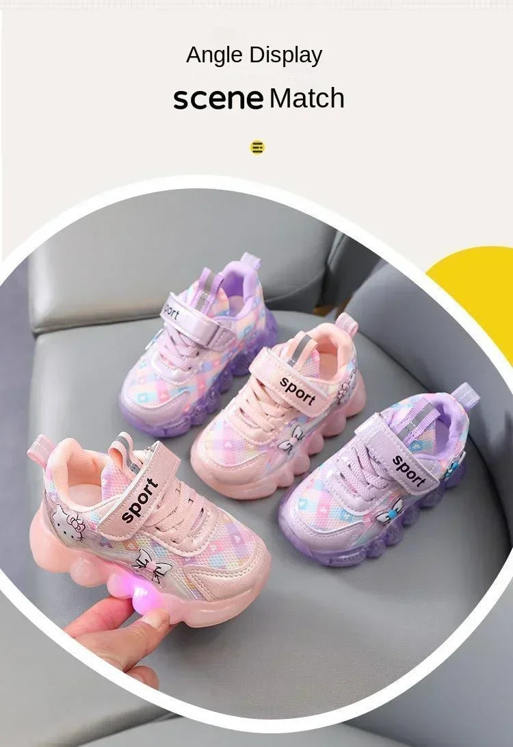 Hello Kitty Baby Girl Led Light Sneakers Kids Shoes