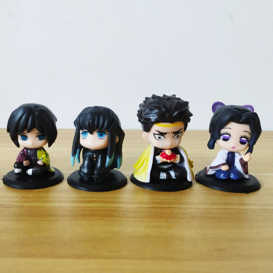 Demon Slayer 15 PCS/Set Q Version Sitting Ghost Doll Tanjiro Nidouzi Inosuke Zenizu Figure Action Figure Movie Model Toys Doll