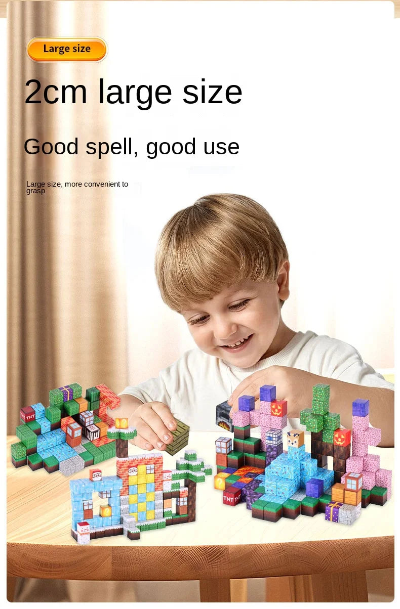 Magnetic Blocks to Build , Magnet World Set for Boys Girls, Sensory Construction Toys for Toddlers Christmas Gifts
