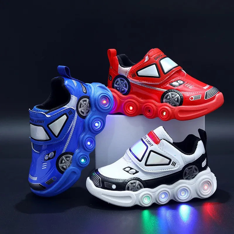 Luminous Kids Race car themed Casual Sneakers