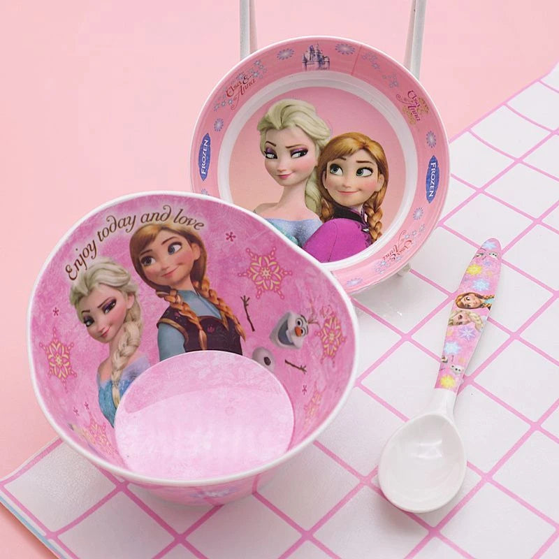 FROZEN MOVIE Elsa Anna Olaf cartoon children's bowl and spoon set personalized creative animation movie anti-fall tableware wholesale