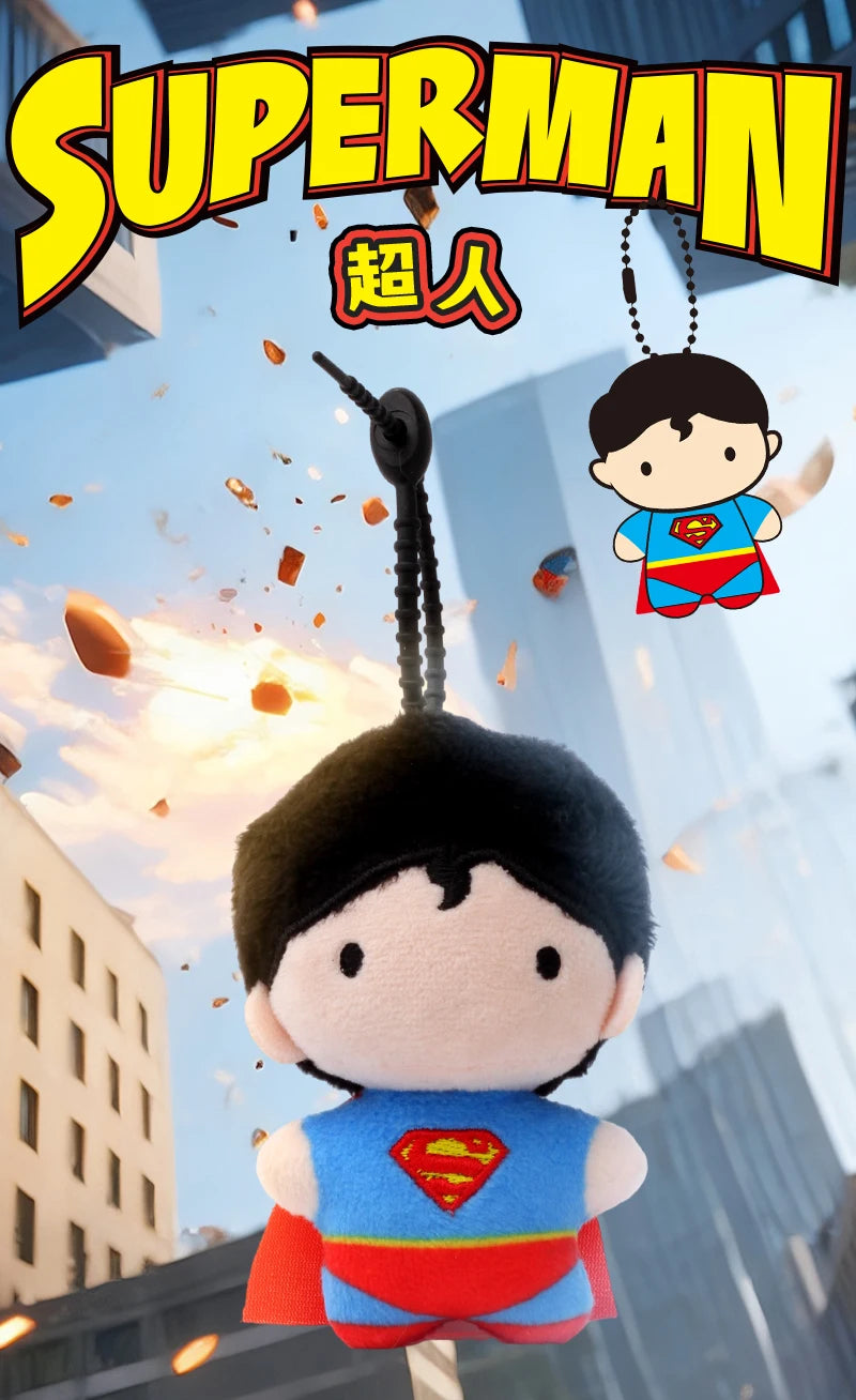 DC Movies HEROS 9cm Superman Batman Harley Quinn Plush Toy Soft Keychain Creative Cartoon Gift for Christmas Halloween