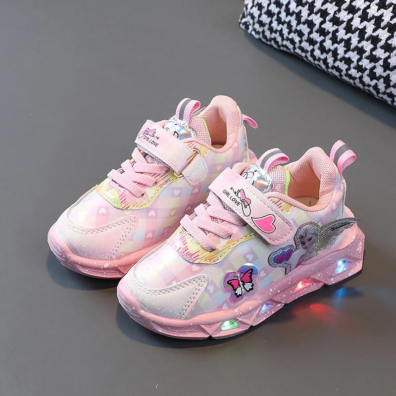 Elsa Princess Frozen Movie Baby Girls LED Lighting Sneakers