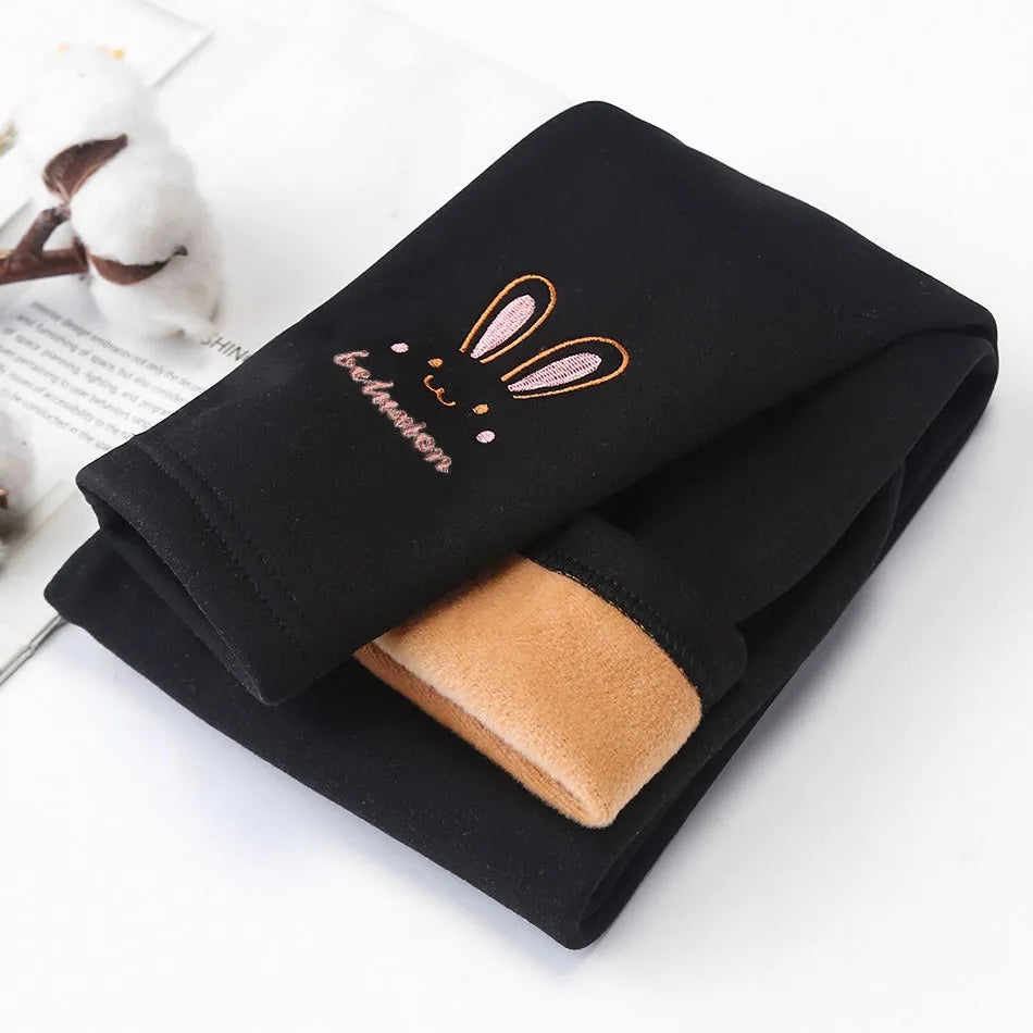 Girl's Thermal Leggings with rabbits print