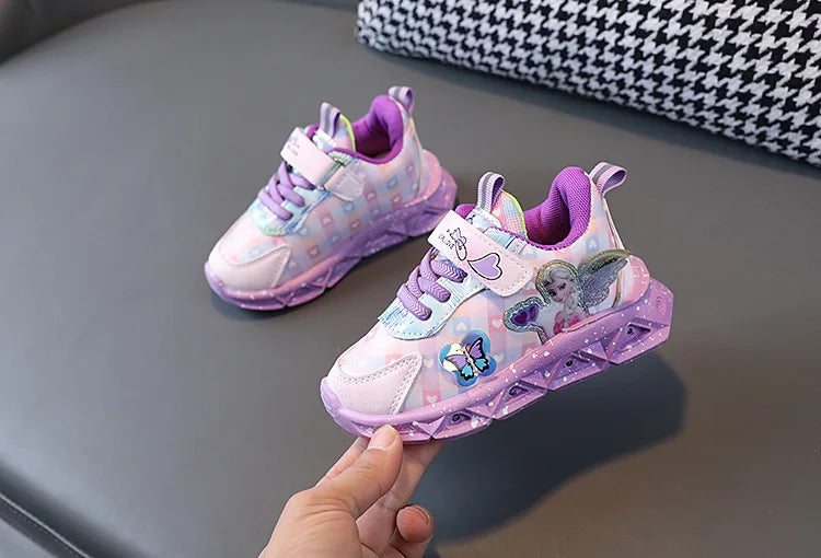 Elsa Princess Frozen Movie Baby Girls LED Lighting Sneakers