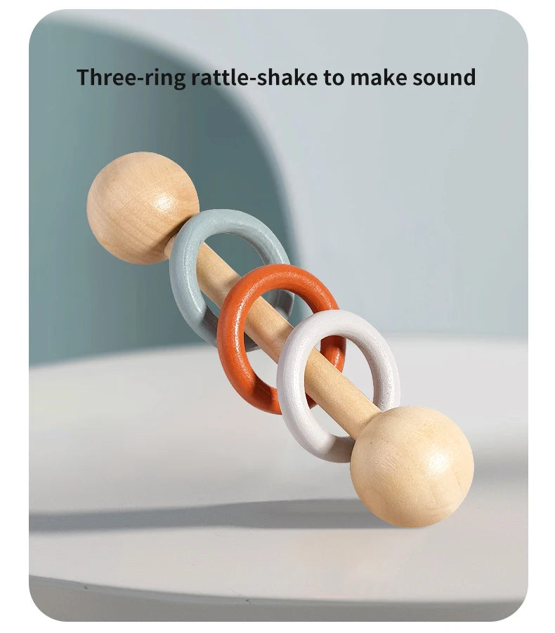 Baby Handheld Bell, Ringing Instrument, Early Childhood Education, Soothing Bed Bell, Wooden Gripping, Chewing Toy