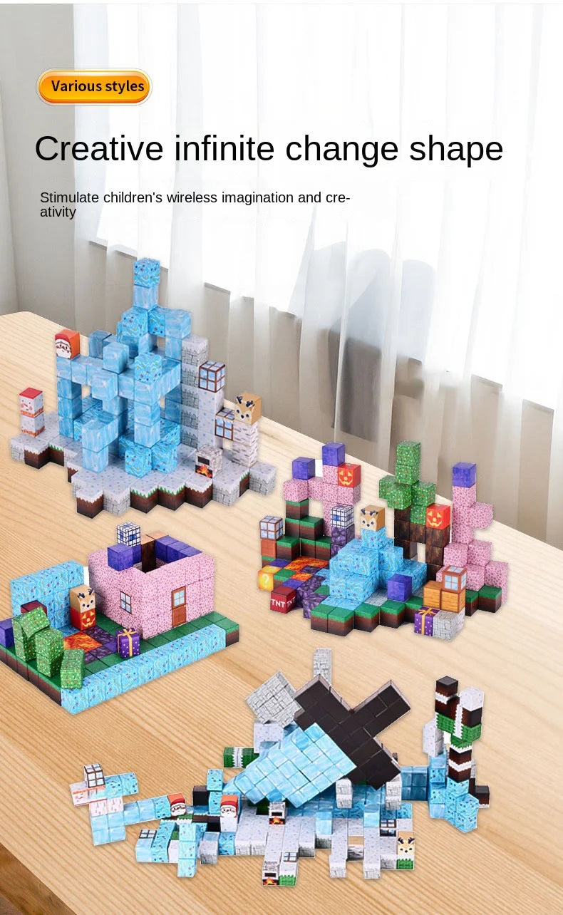 Magnetic Blocks to Build , Magnet World Set for Boys Girls, Sensory Construction Toys for Toddlers Christmas Gifts