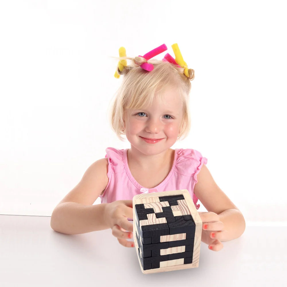 3D Cube Puzzle Interlocking Creative Educational Wooden Toy