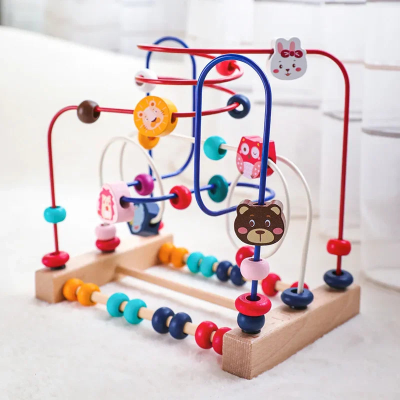 Montessori Baby Toys Wooden Roller Coaster Bead Maze Toddler Early Learning Educational Puzzle Math Toy for Children