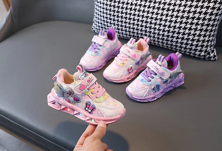 Elsa Princess Frozen Movie Baby Girls LED Lighting Sneakers