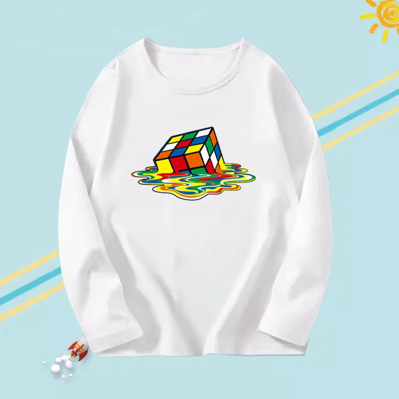 Beautiful PRINTED Long Sleeve O-neck Cotton T-shirts