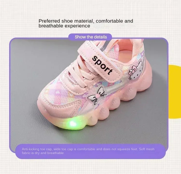 Hello Kitty Baby Girl Led Light Sneakers Kids Shoes