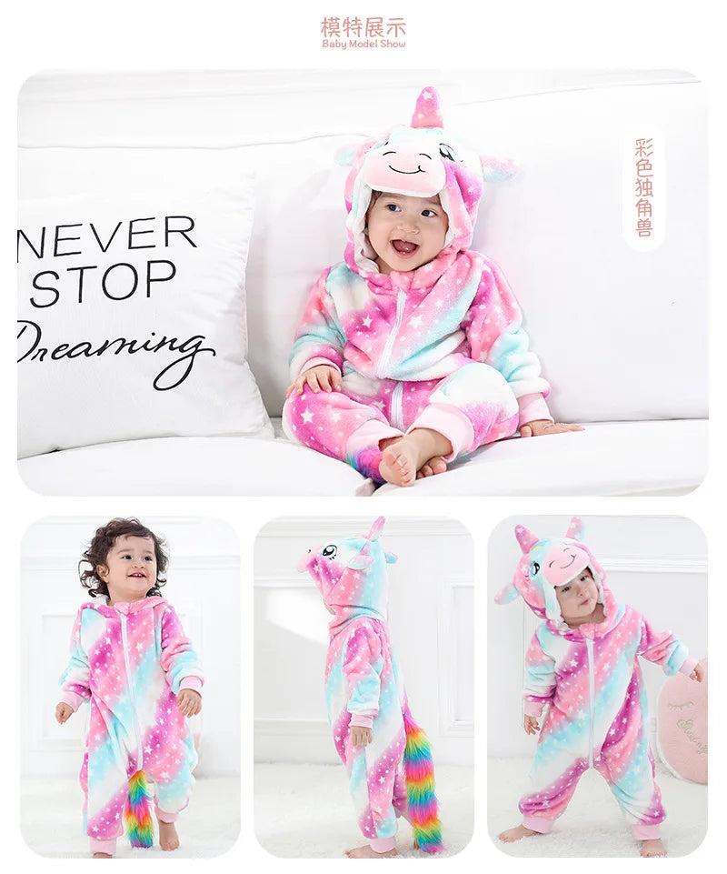 0 1 2 3 4 Years Kigurumi Pajamas for Toddler Baby Clothes Children Outfits Infant Dinosaur Unicorn Cat Monkey Cosplay Costumes