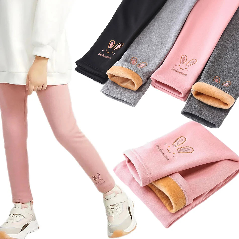 Girl's Thermal Leggings with rabbits print