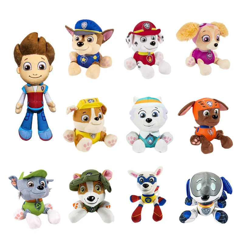 Cartoon Paw Patrol Plush Doll 19cm Chase Rock Animal Dog Cartoon Model Action Figures Movies Peripherals Children Christmas Gift